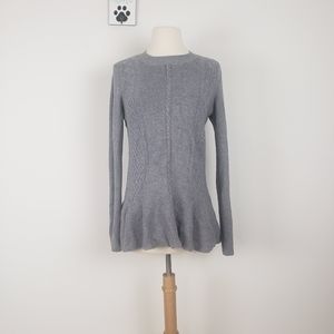 Cyrus Grey Cable Knit Long Sleeve Peplum Sweater